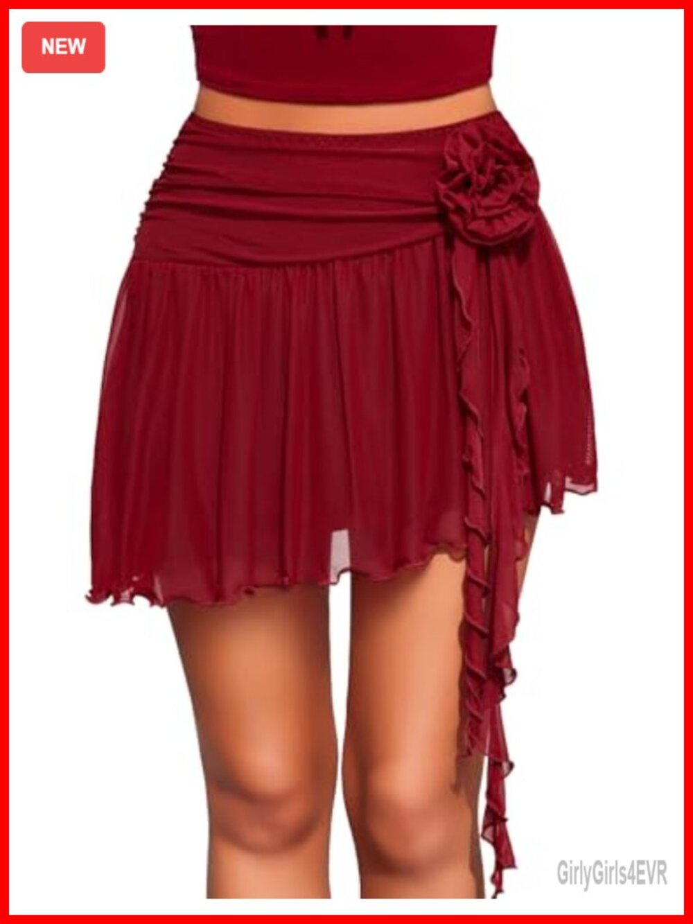 Mini Skirt Mesh Flowy Asymmetric Hem Ruched Waist Y2K